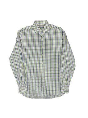 Van Laack Royal Dress Shirt Multicolor Check Long Sleeve Italy Cotton 16.5 Large